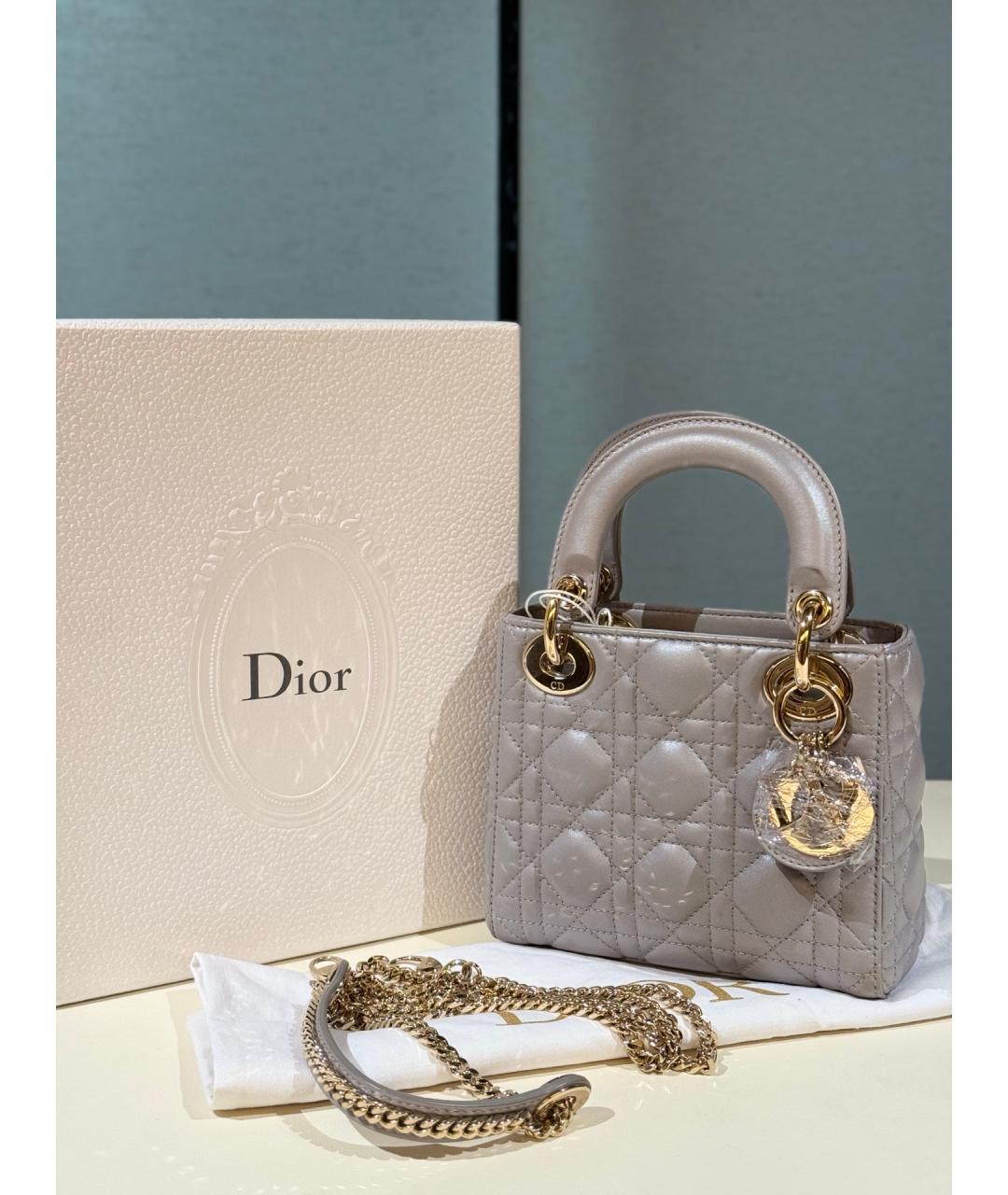 CHRISTIAN DIOR Серая кожаная сумка тоут, фото 2