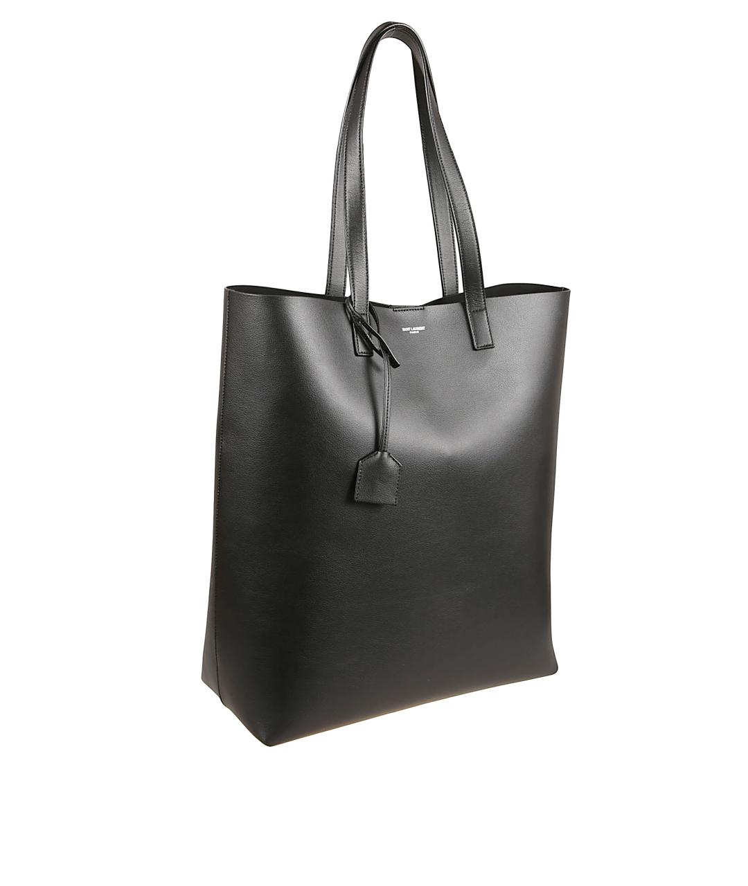 SAINT LAURENT Черная кожаная сумка тоут, фото 3