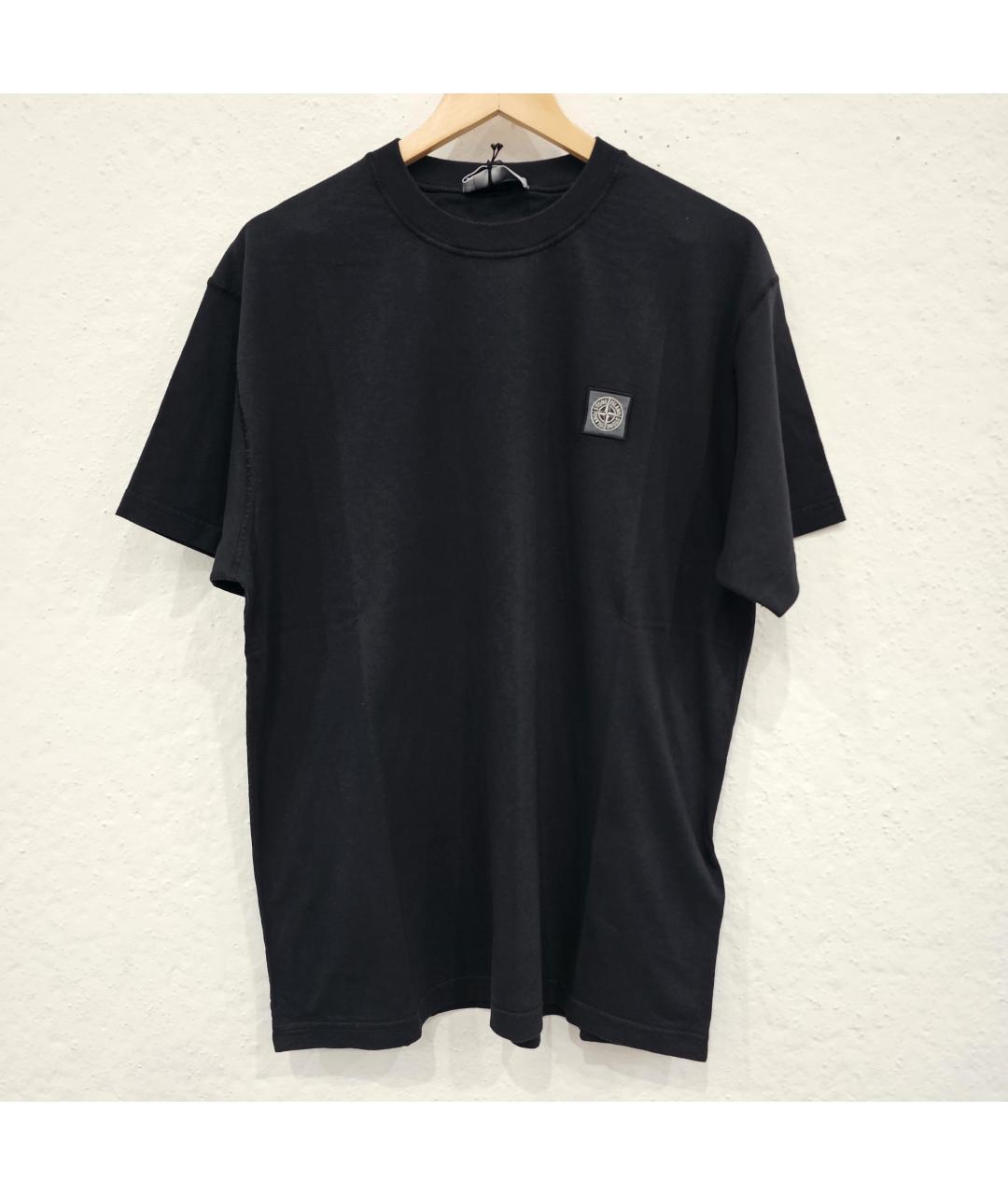 STONE ISLAND Черная хлопковая футболка, фото 4