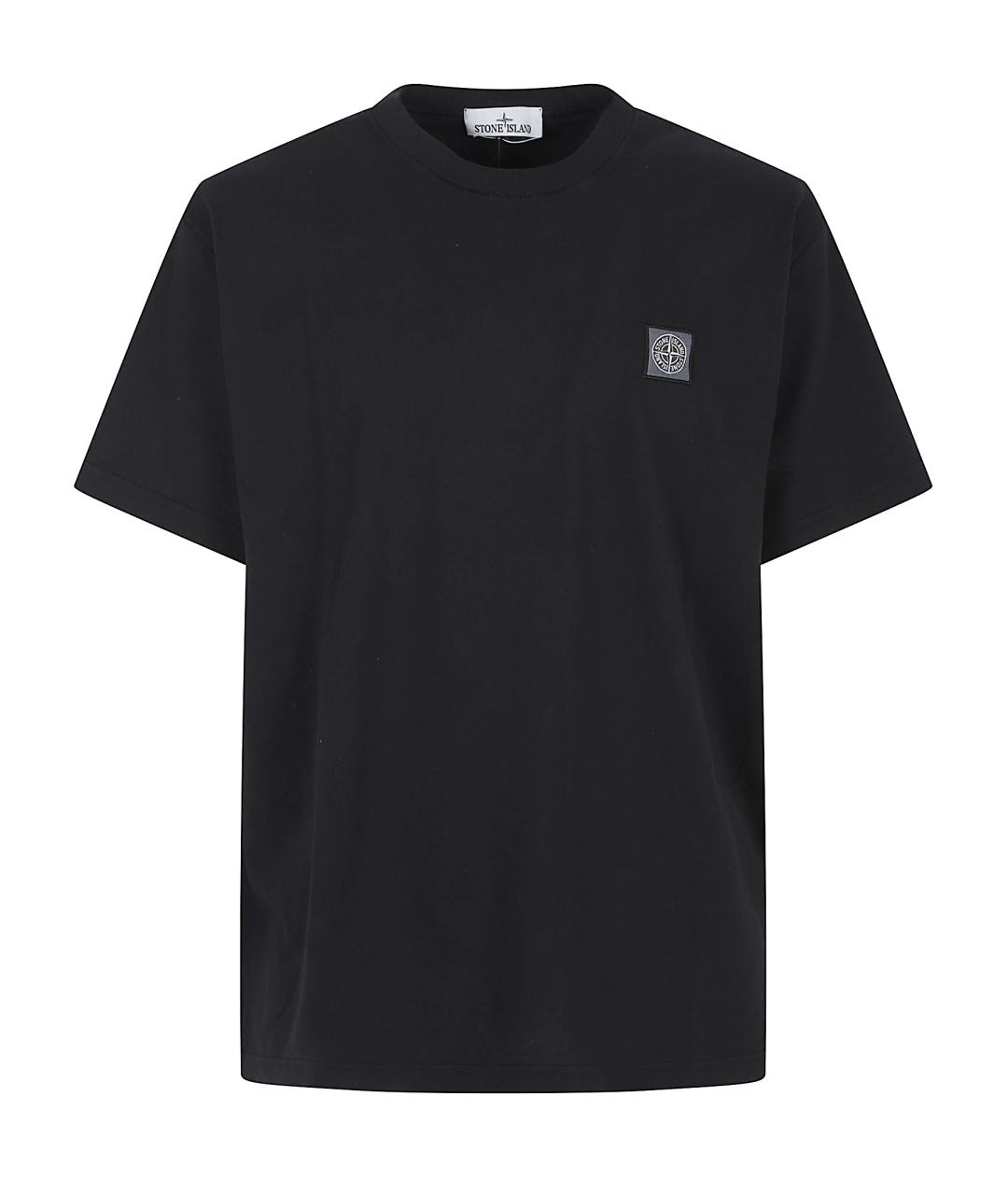 STONE ISLAND Черная хлопковая футболка, фото 1