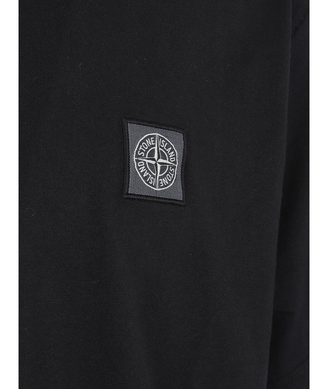 STONE ISLAND Черная хлопковая футболка, фото 2