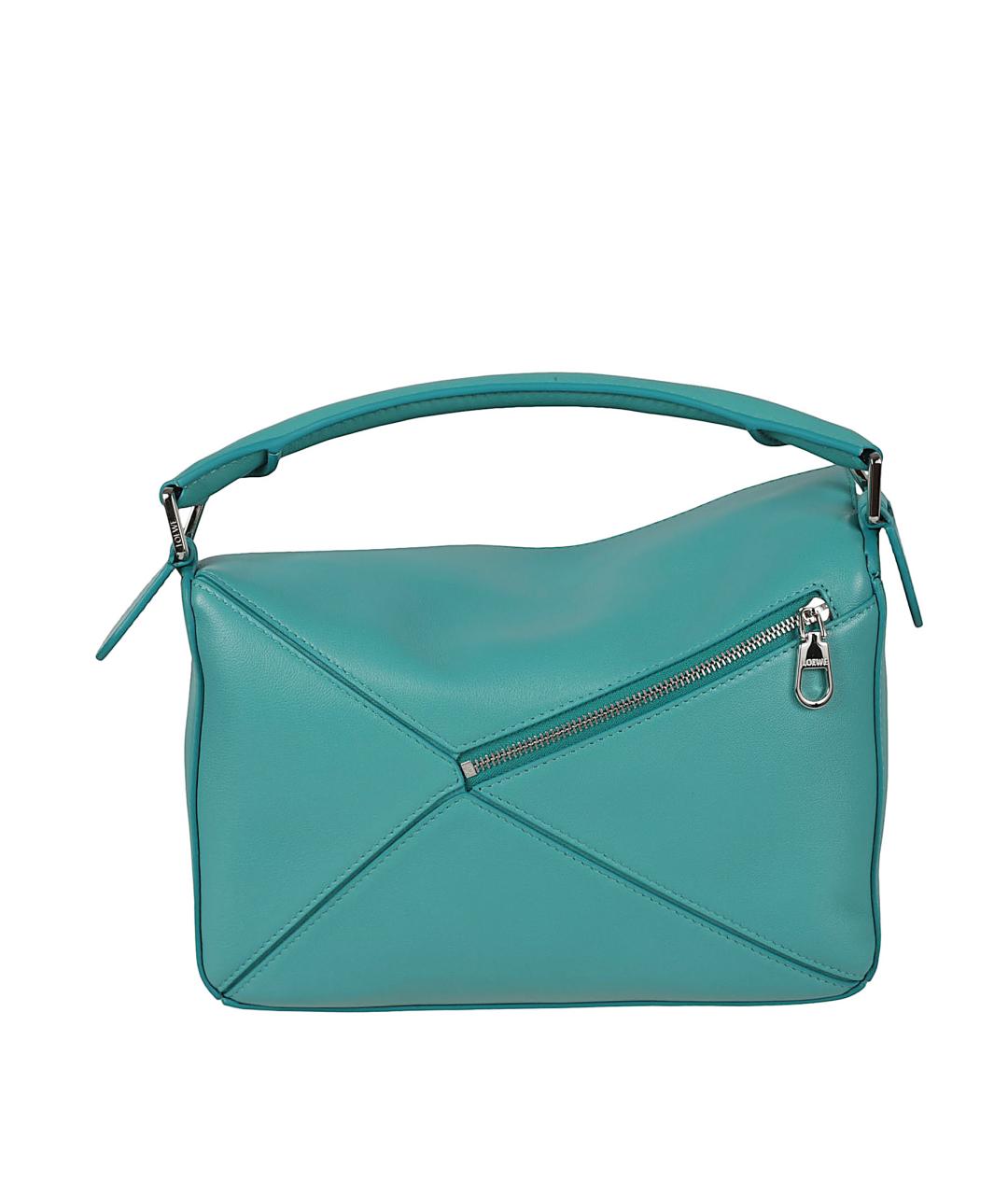 LOEWE Бирюзовая кожаная сумка с короткими ручками, фото 2