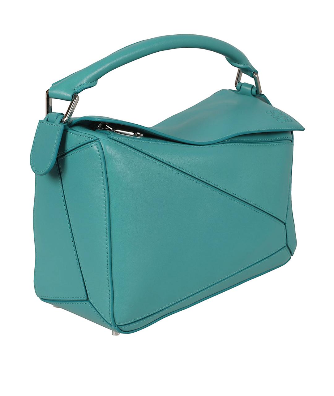 LOEWE Бирюзовая кожаная сумка с короткими ручками, фото 3