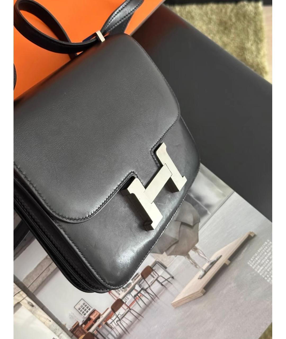 HERMES Черная кожаная сумка через плечо, фото 7