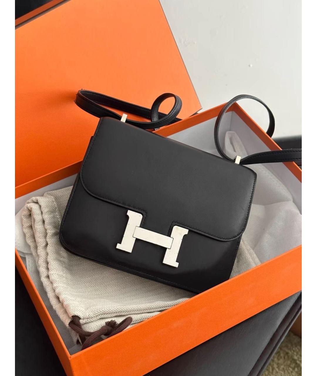 HERMES Черная кожаная сумка через плечо, фото 2