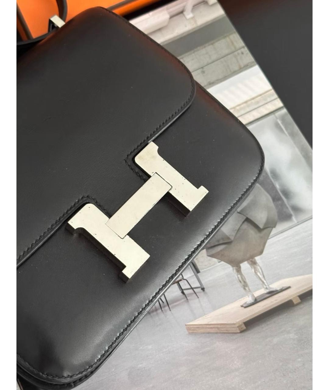 HERMES Черная кожаная сумка через плечо, фото 4