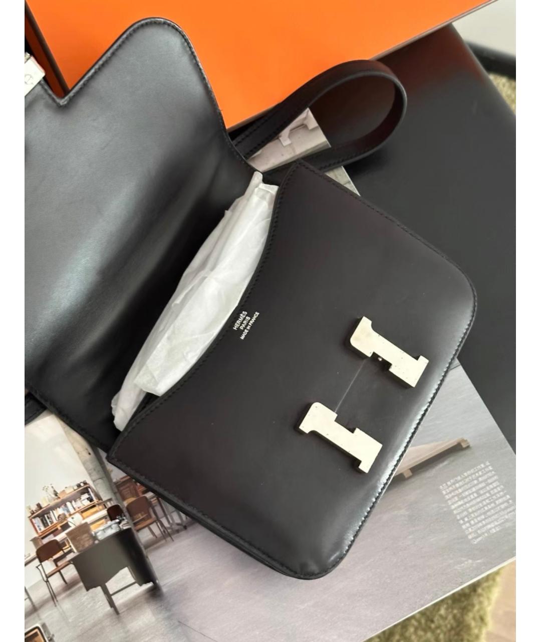 HERMES Черная кожаная сумка через плечо, фото 3