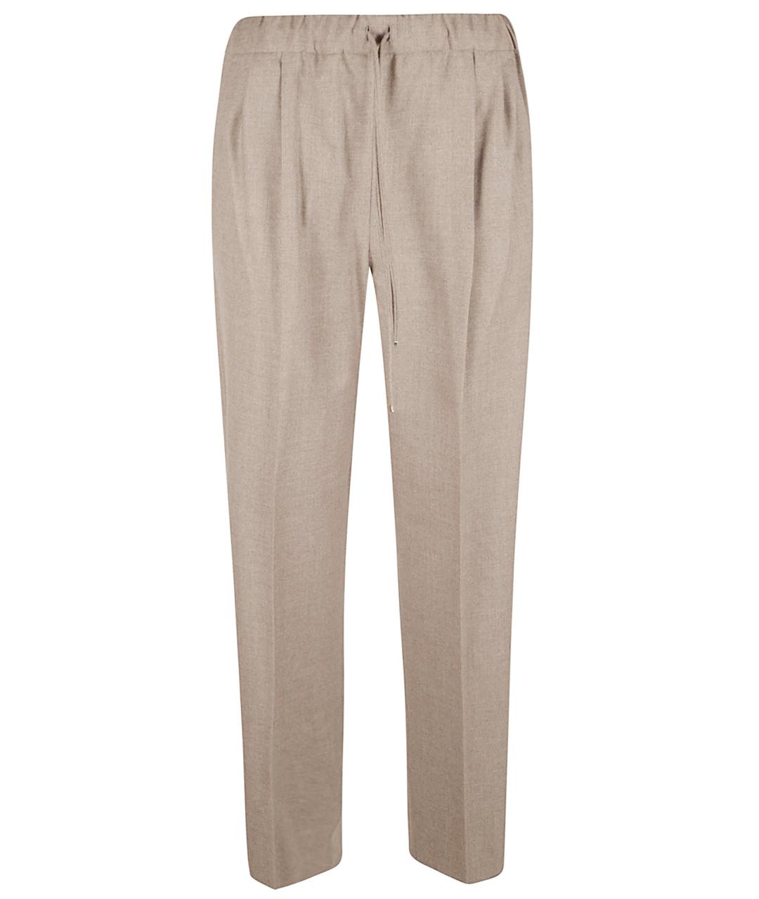 MAX MARA Бежевые кашемировые прямые брюки, фото 1