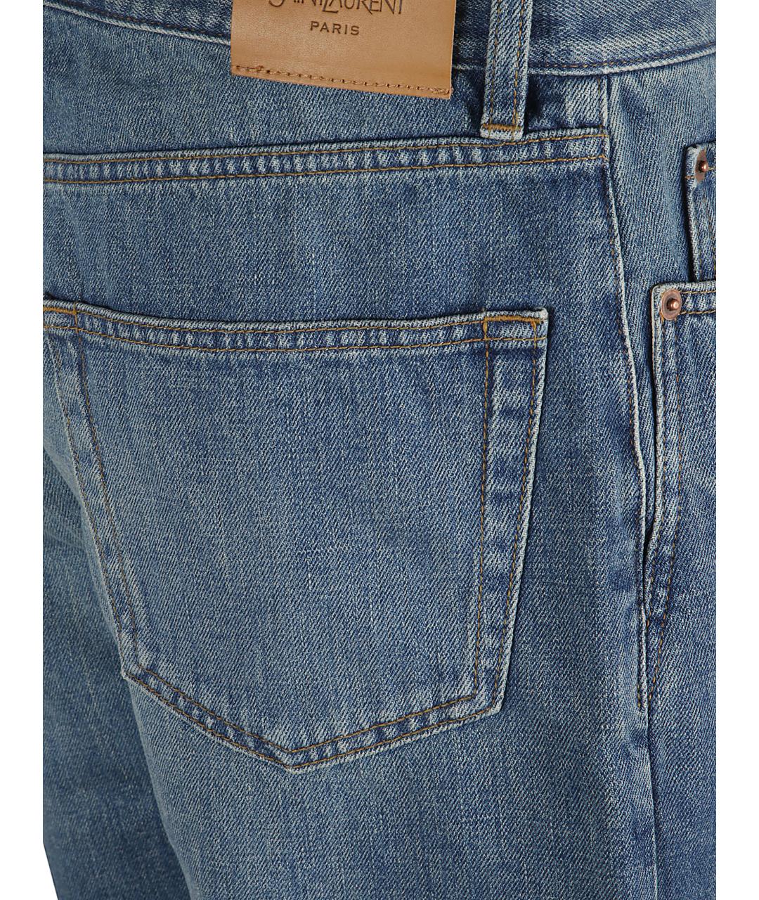 SAINT LAURENT Синие хлопковые прямые джинсы, фото 2