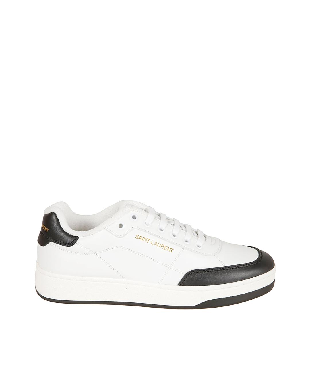 SAINT LAURENT Белые кожаные низкие кроссовки / кеды, фото 1