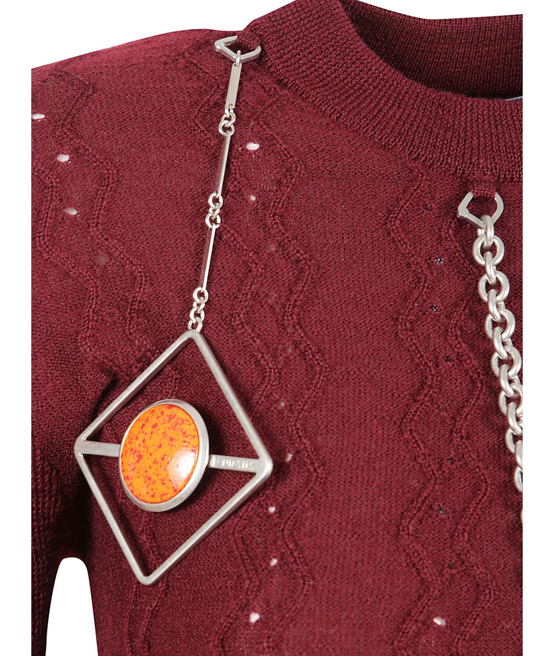 PRADA Бордовый шерстяной джемпер / свитер, фото 2