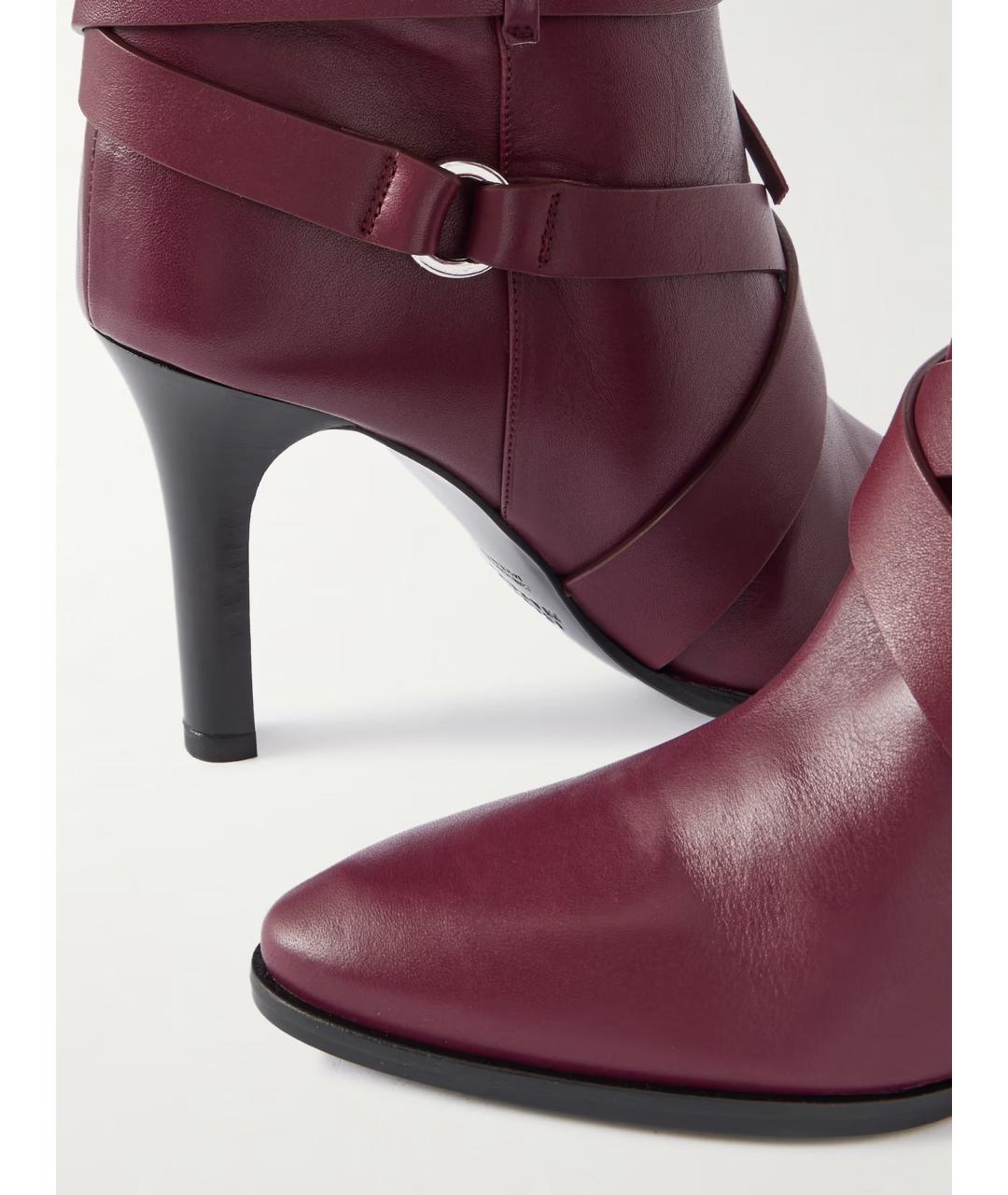 ISABEL MARANT Бордовые кожаные сапоги, фото 4