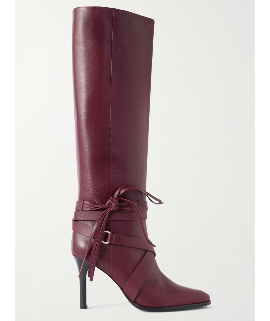 ISABEL MARANT Бордовые кожаные сапоги, фото 5