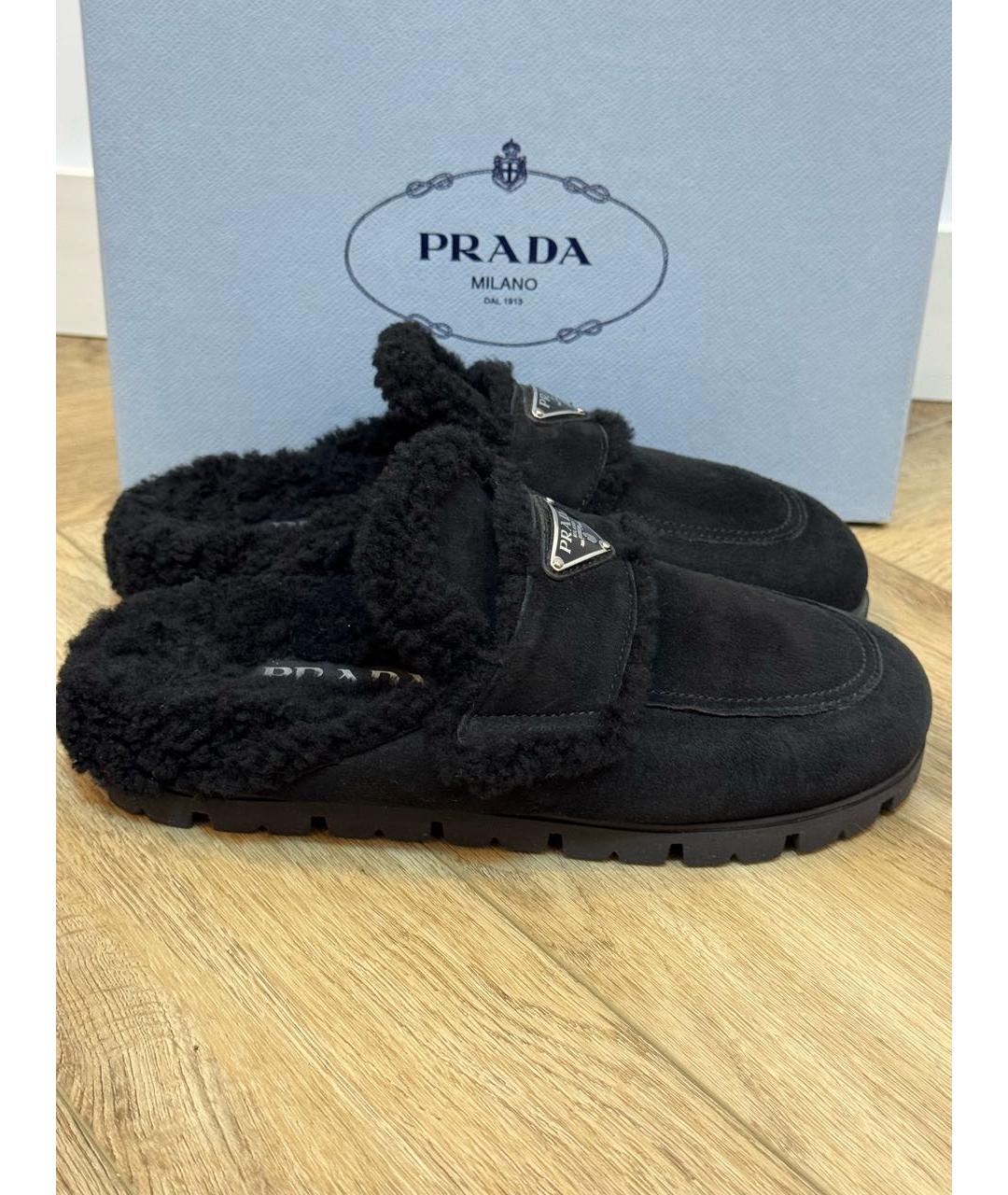 PRADA Черные замшевые сабо, фото 6