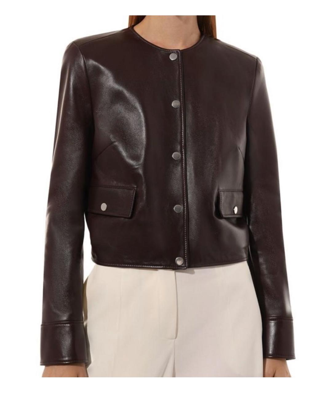 HUGO BOSS Бордовая кожаная куртка, фото 2