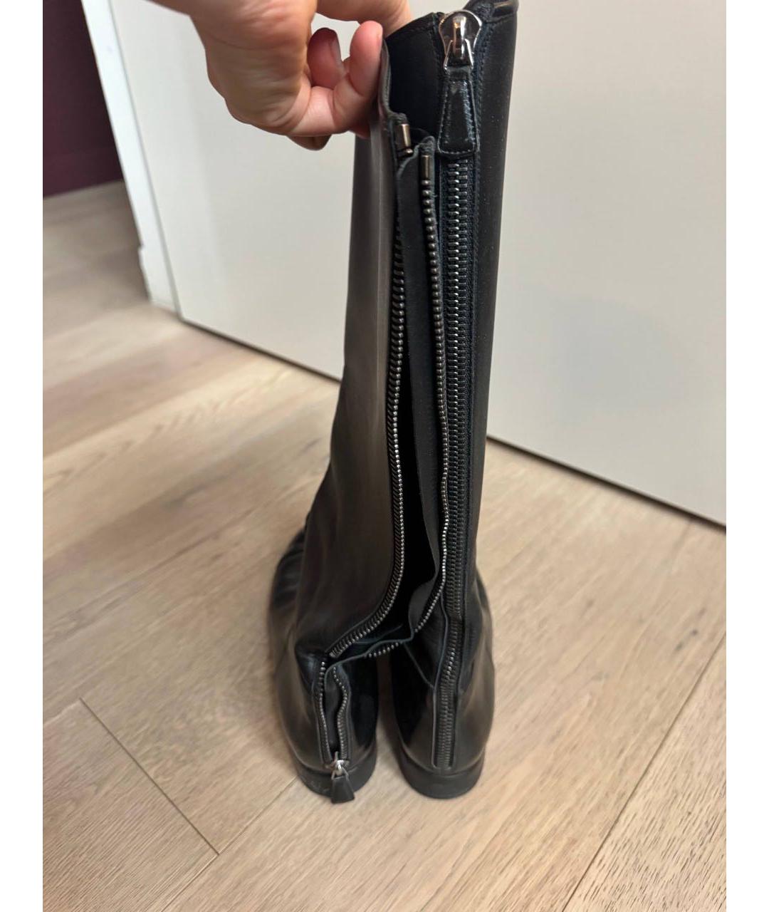 CHANEL Черные кожаные сапоги, фото 4
