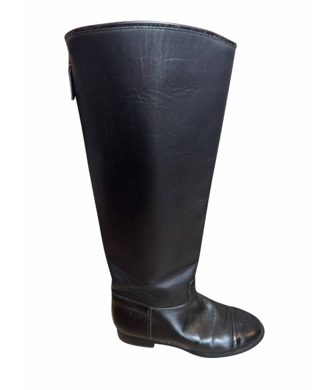 CHANEL Черные кожаные сапоги, фото 1