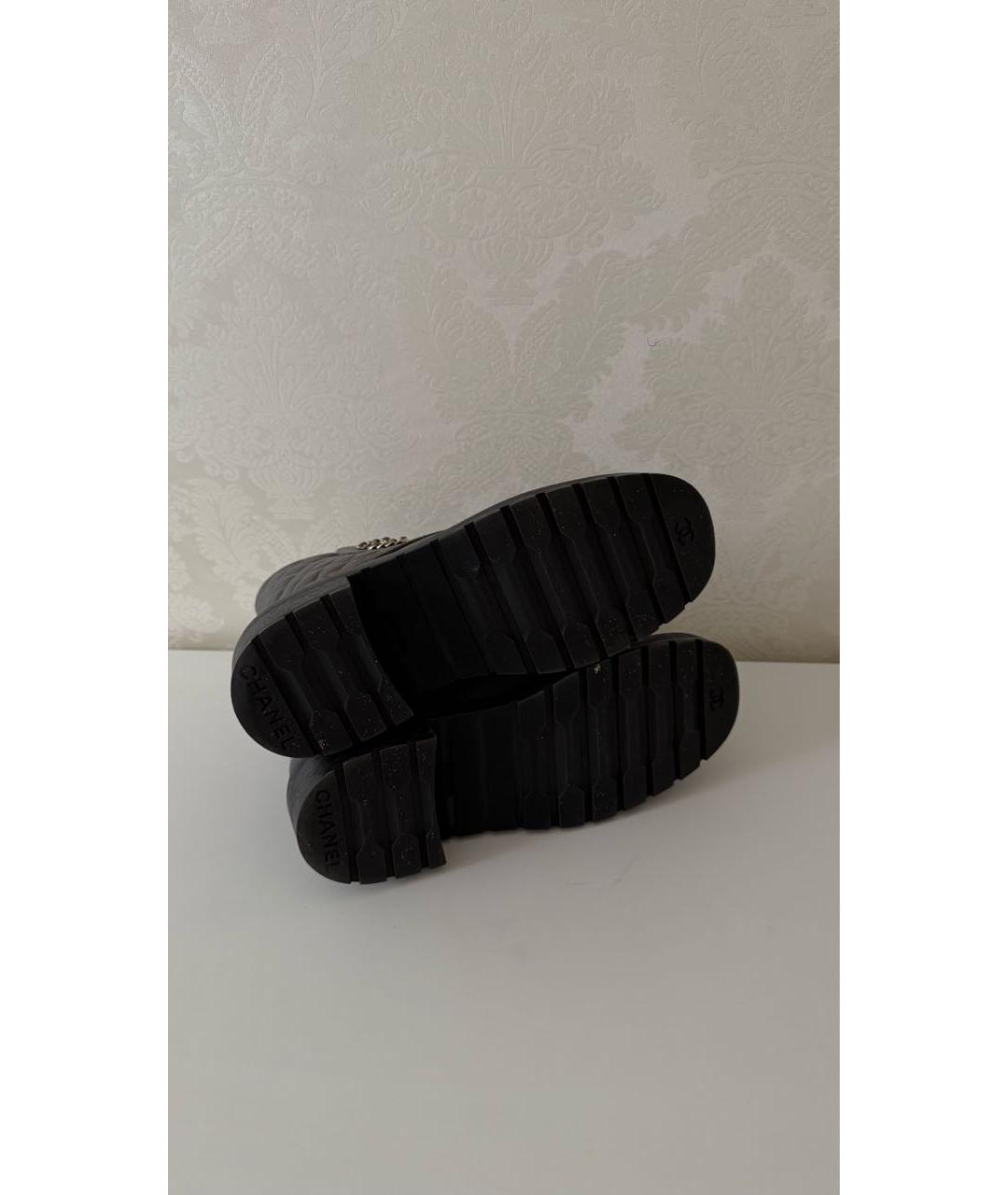 CHANEL Антрацитовые кожаные ботинки, фото 6