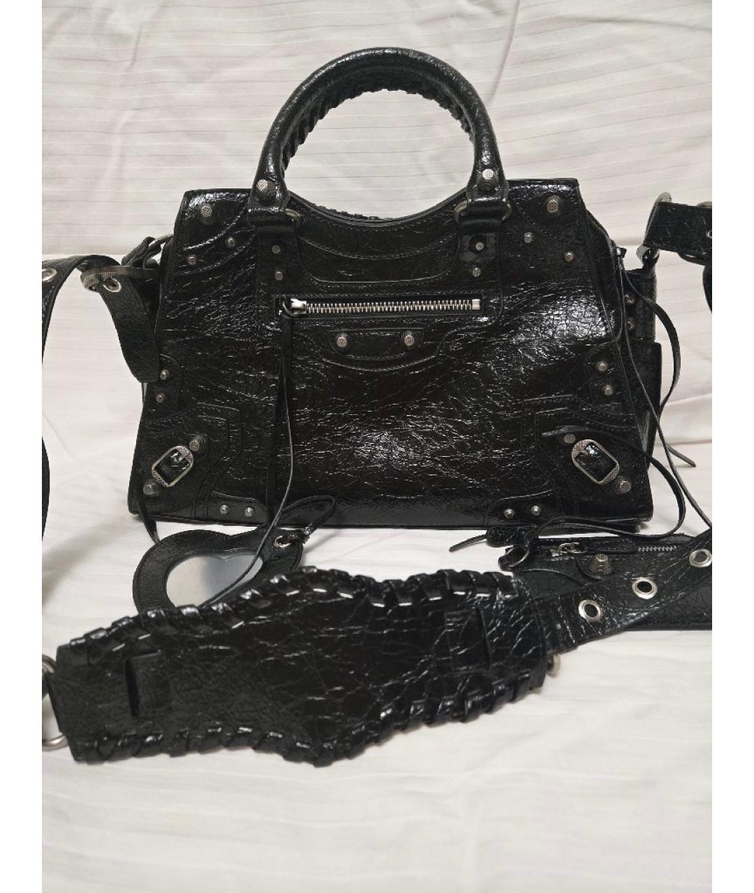 BALENCIAGA Черная кожаная сумка через плечо, фото 2