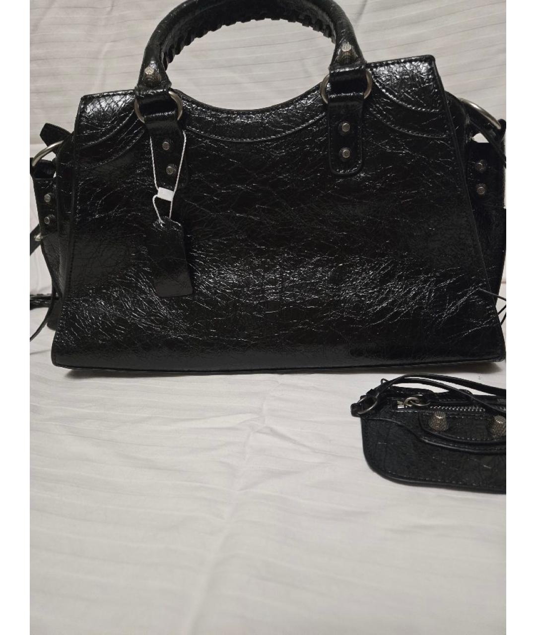 BALENCIAGA Черная кожаная сумка через плечо, фото 4
