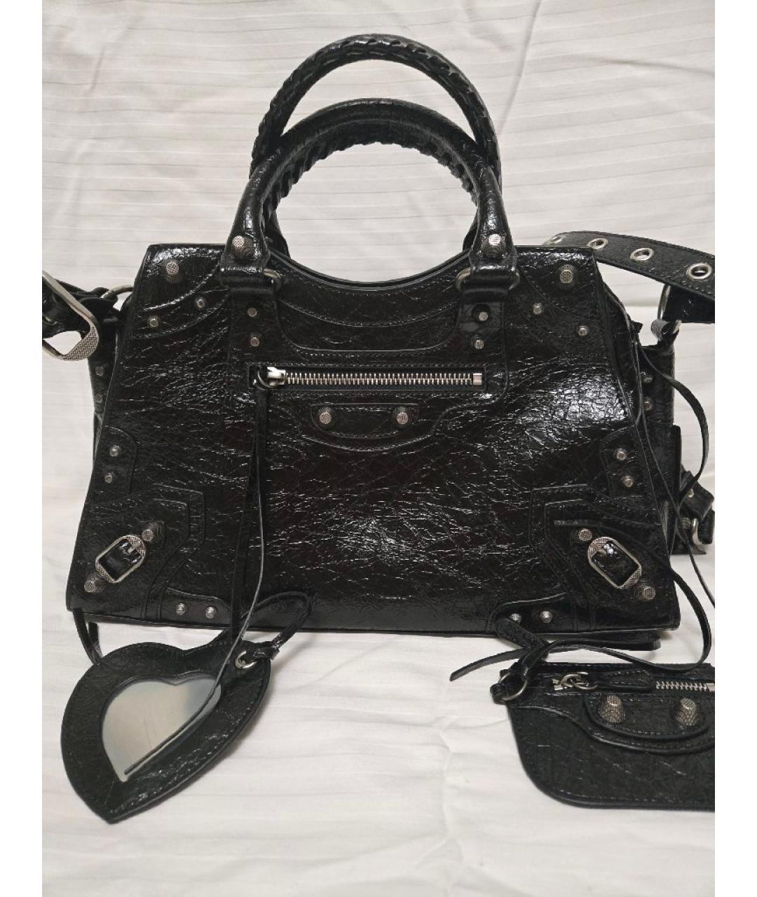 BALENCIAGA Черная кожаная сумка через плечо, фото 5