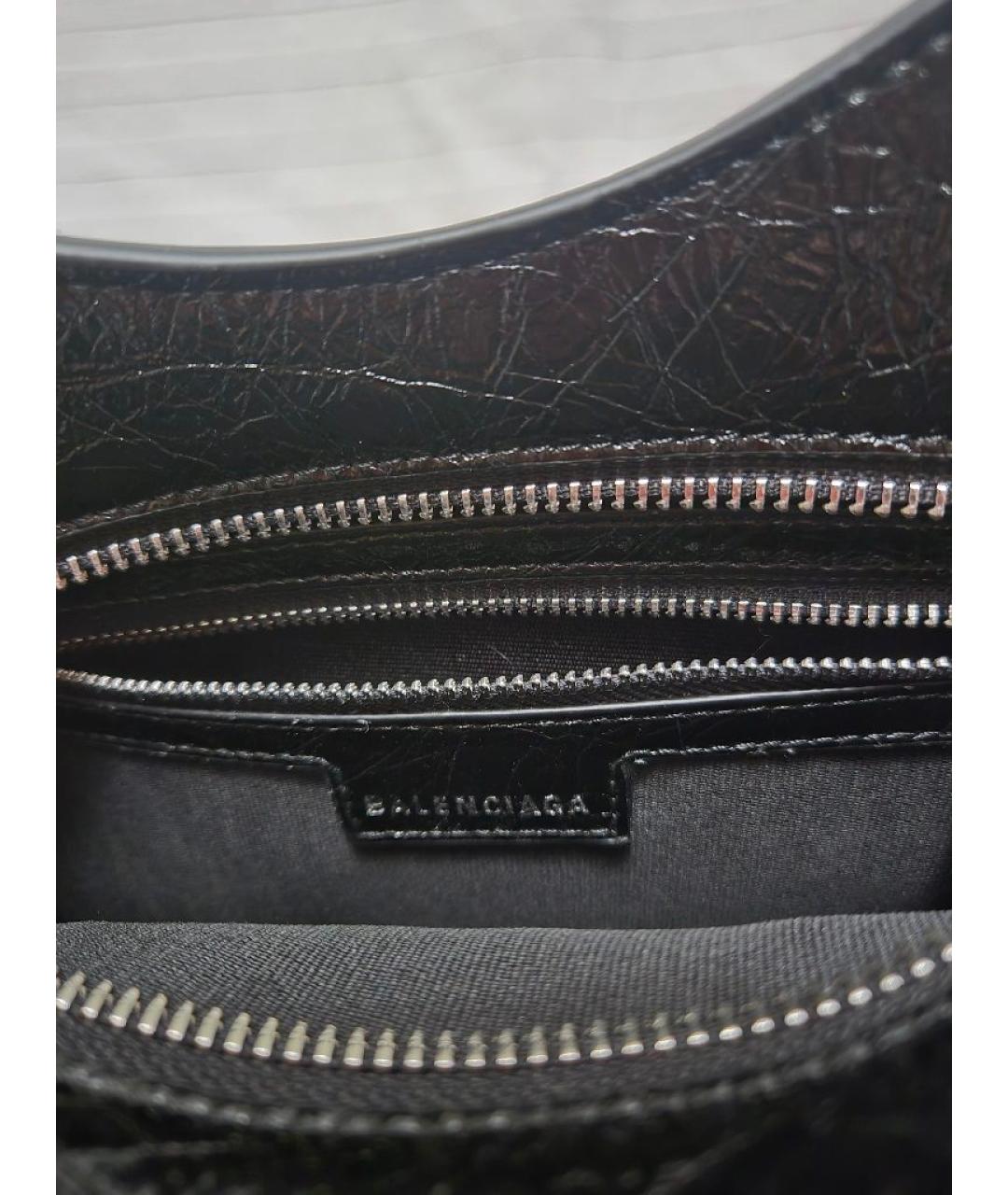 BALENCIAGA Черная кожаная сумка через плечо, фото 3