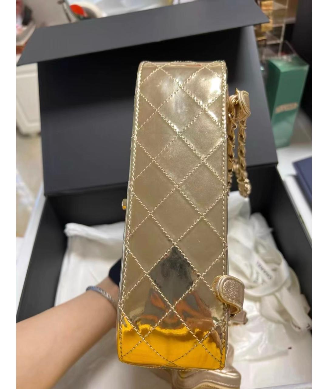 CHANEL Золотая кожаная сумка через плечо, фото 7