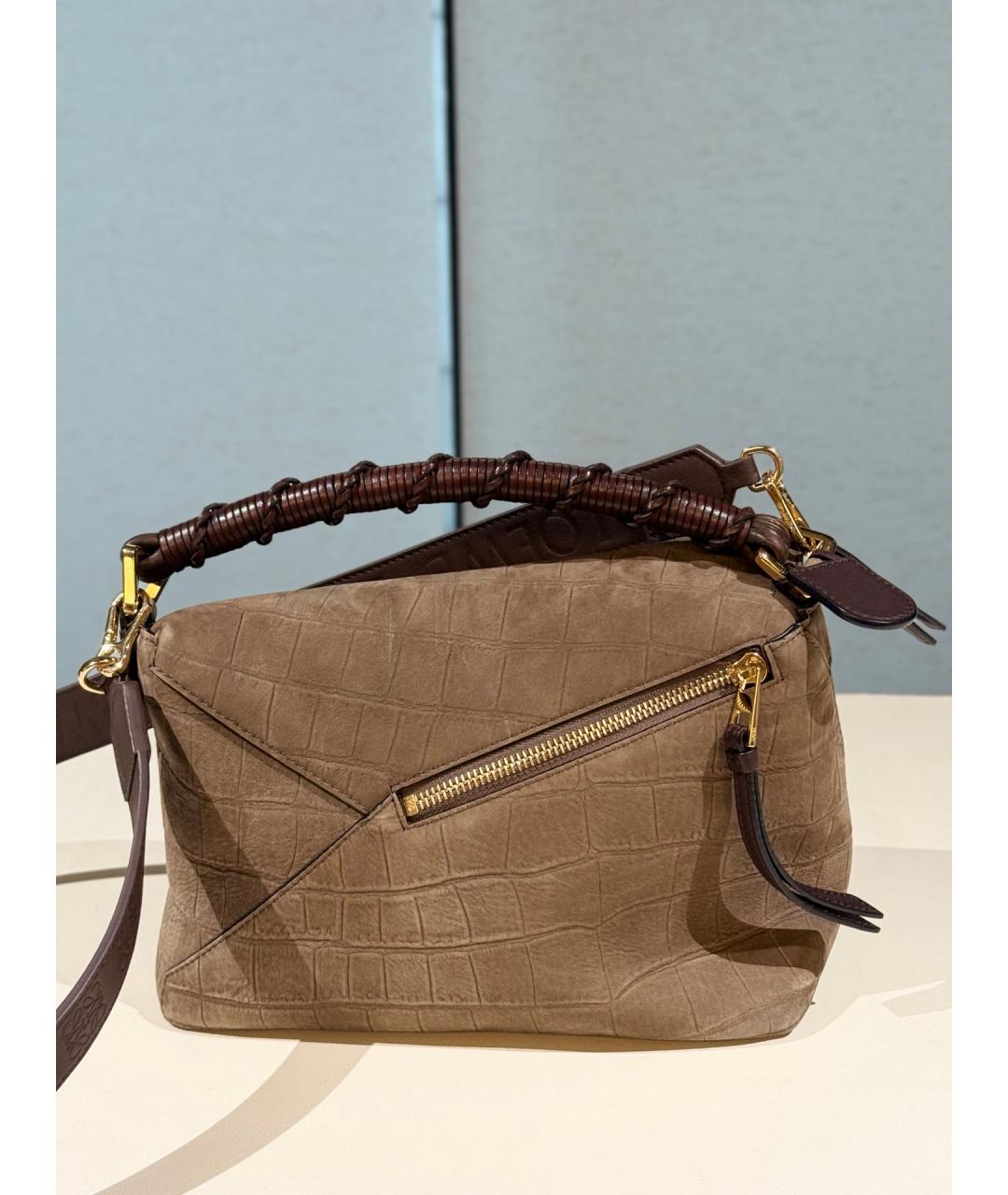 LOEWE Хаки кожаная сумка через плечо, фото 5