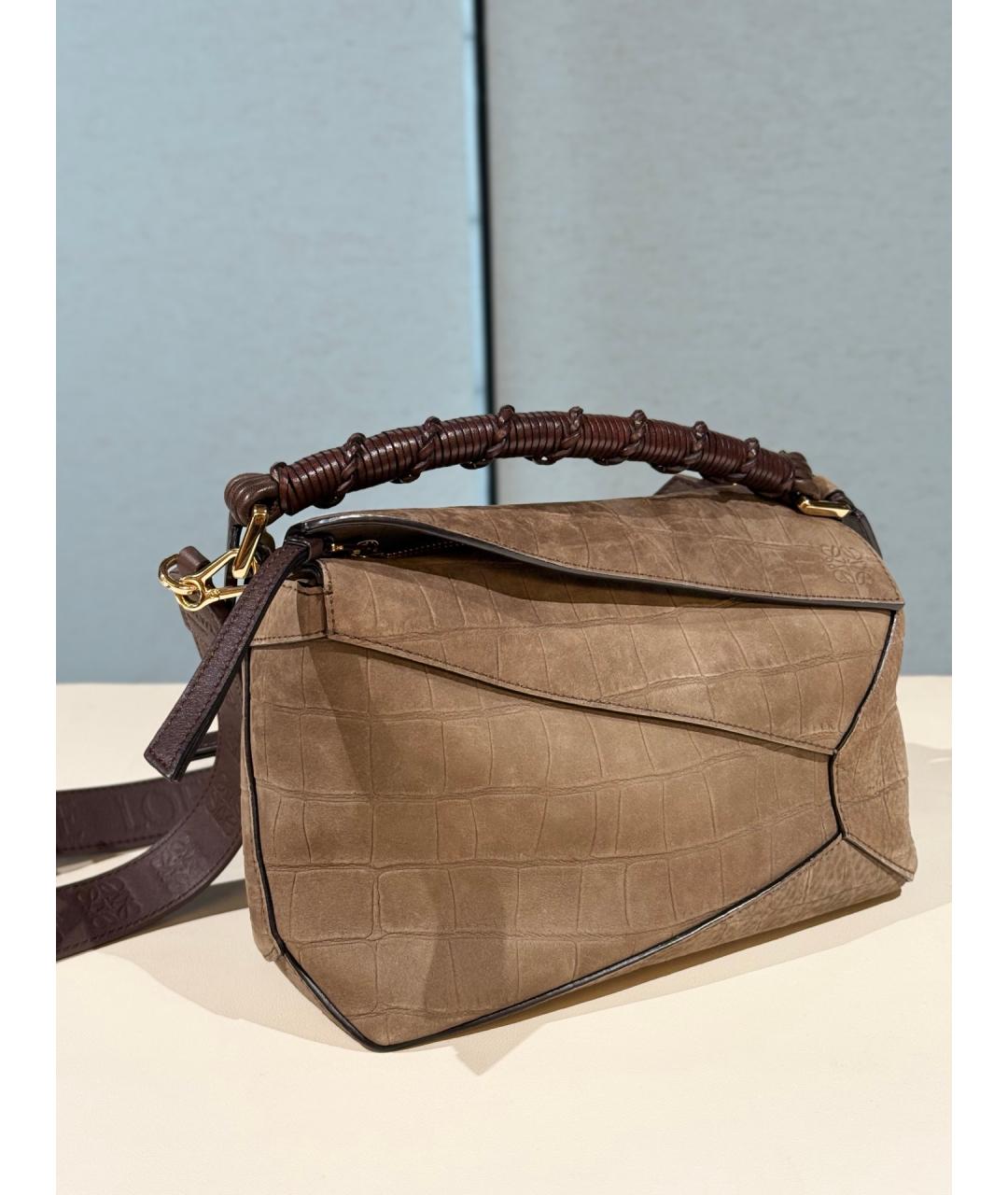 LOEWE Хаки кожаная сумка через плечо, фото 3