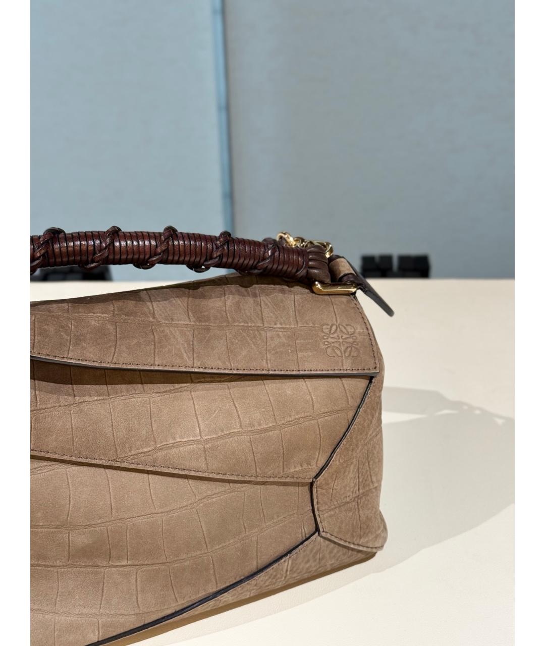 LOEWE Хаки кожаная сумка через плечо, фото 4