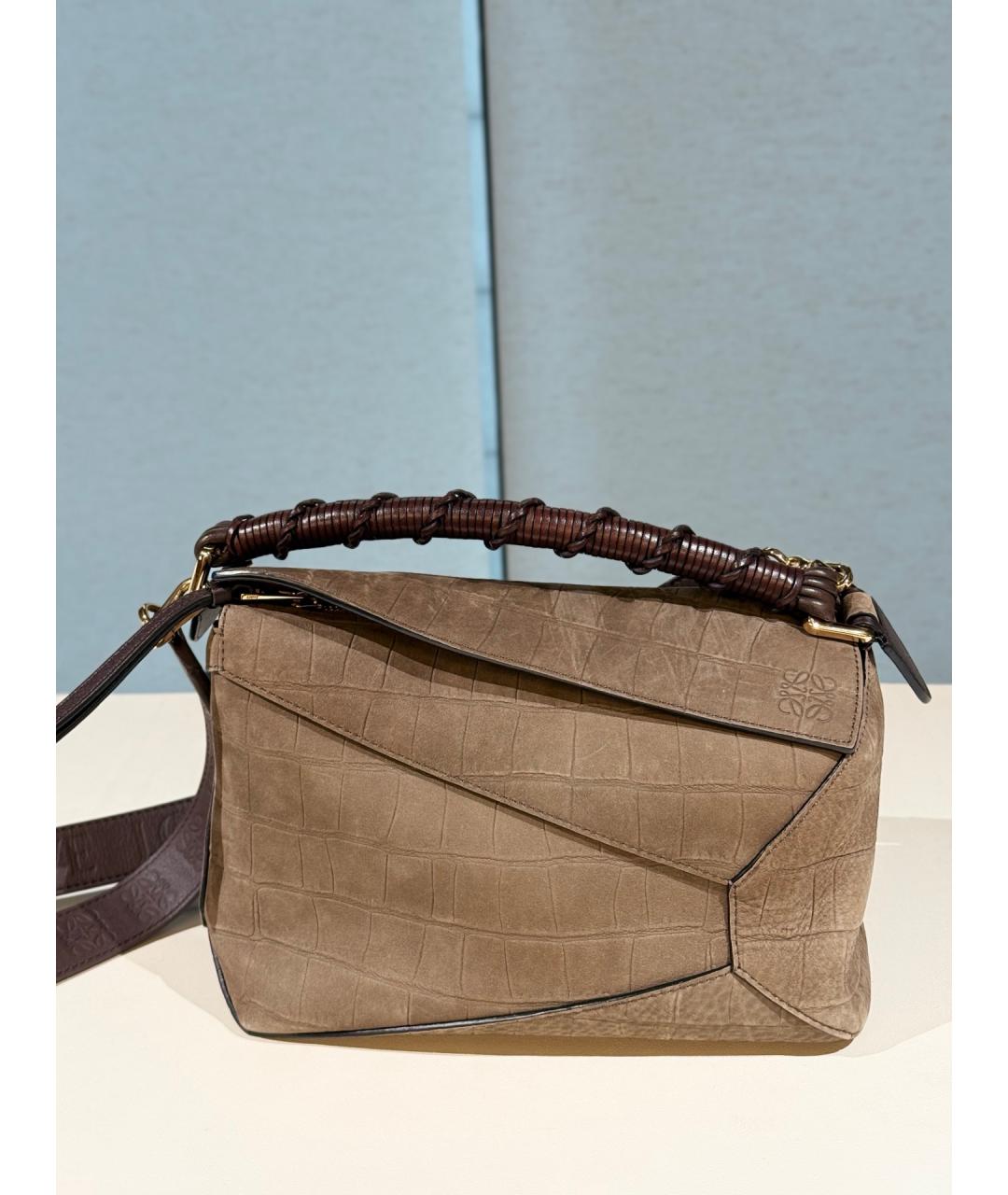 LOEWE Хаки кожаная сумка через плечо, фото 8