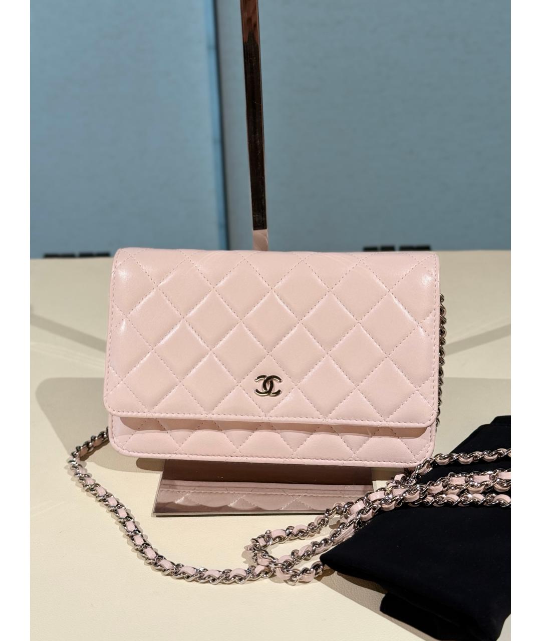 CHANEL Розовая кожаная сумка через плечо, фото 8