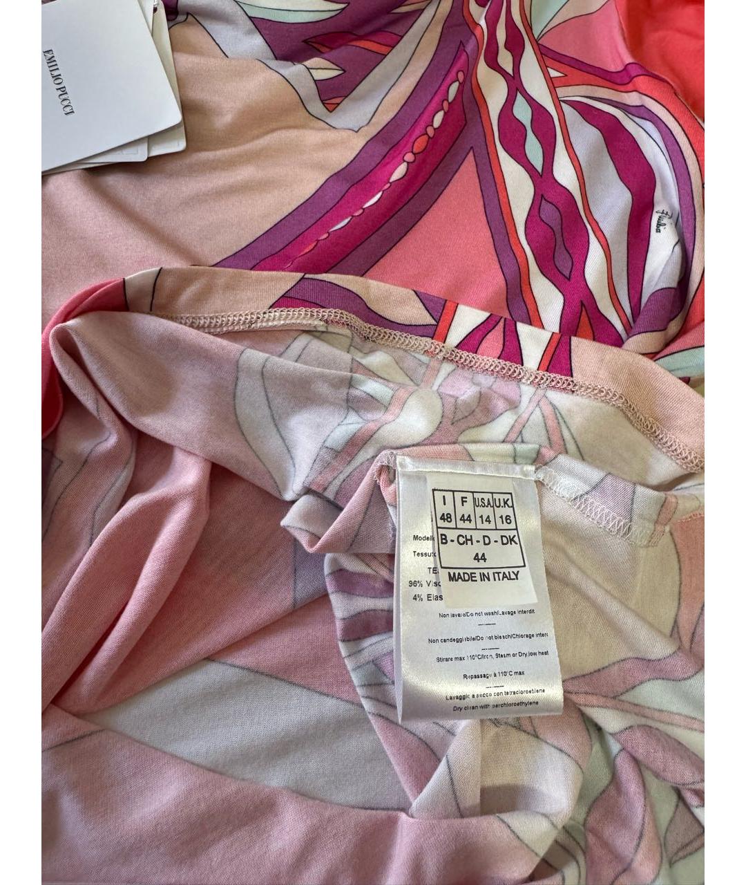 EMILIO PUCCI Розовая вискозная футболка, фото 8