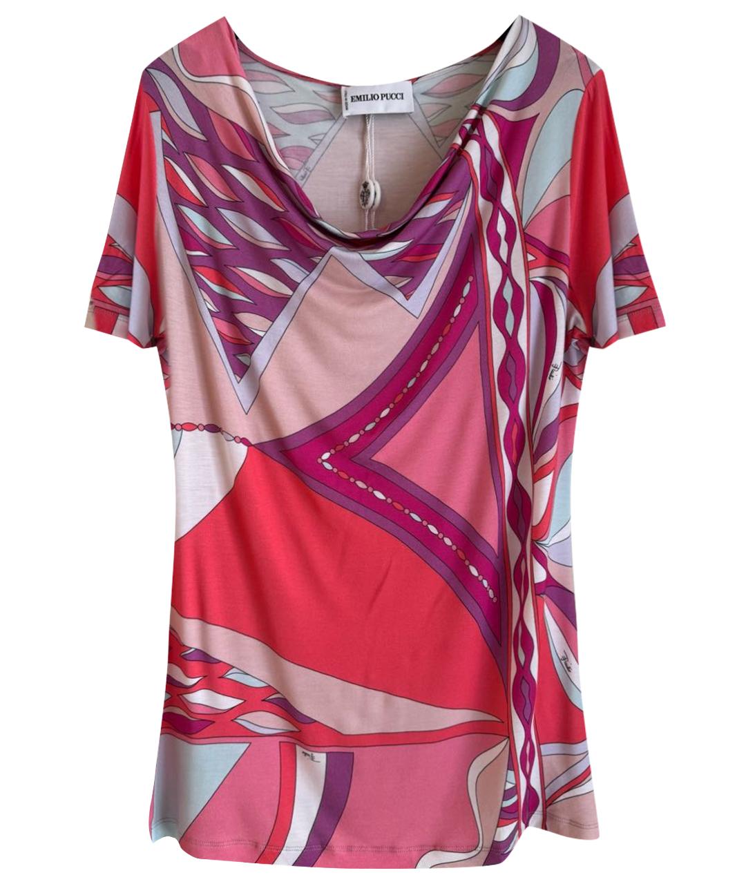 EMILIO PUCCI Розовая вискозная футболка, фото 1