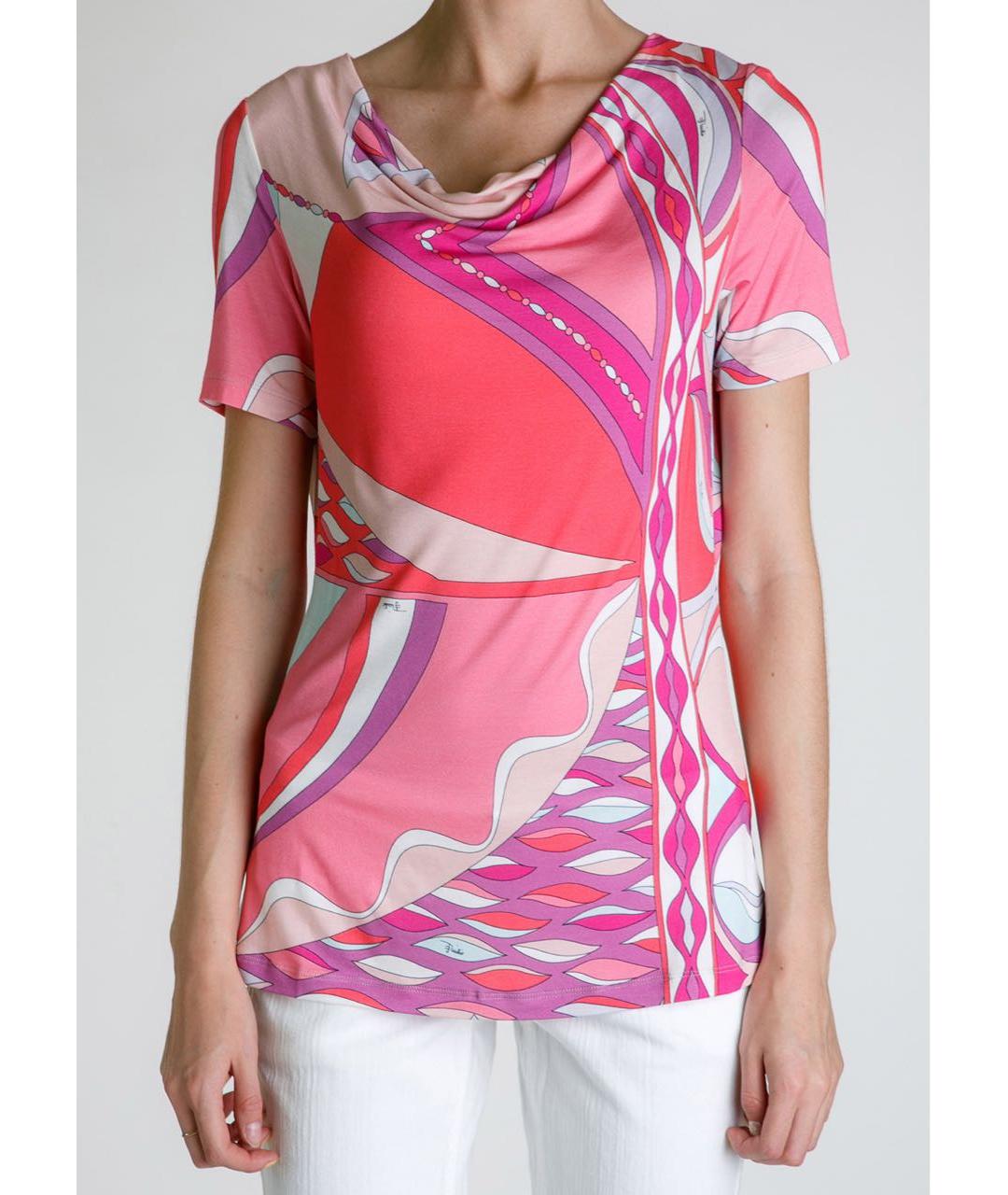 EMILIO PUCCI Розовая вискозная футболка, фото 3