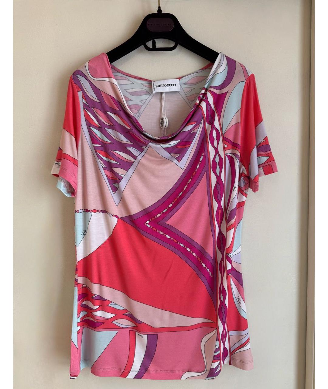 EMILIO PUCCI Розовая вискозная футболка, фото 9