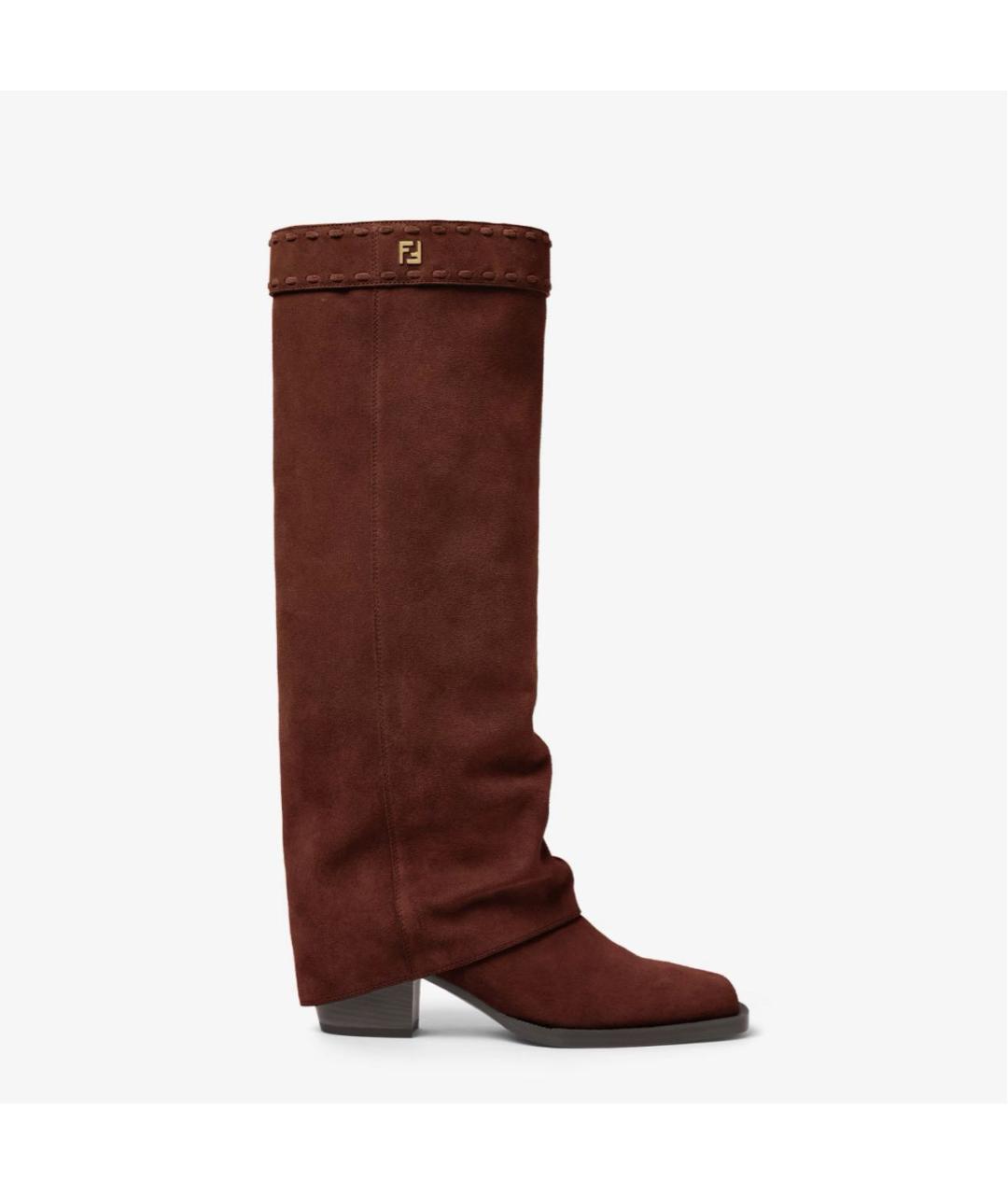 FENDI Коричневые замшевые сапоги, фото 6