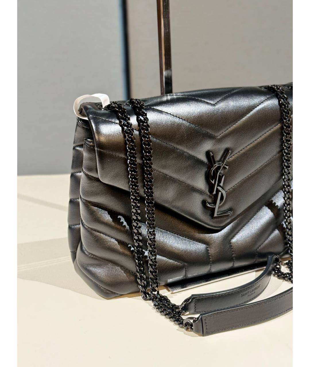 SAINT LAURENT Черная кожаная сумка через плечо, фото 4