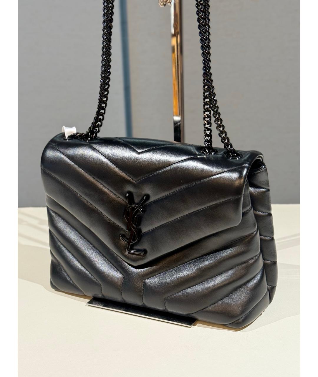 SAINT LAURENT Черная кожаная сумка через плечо, фото 2