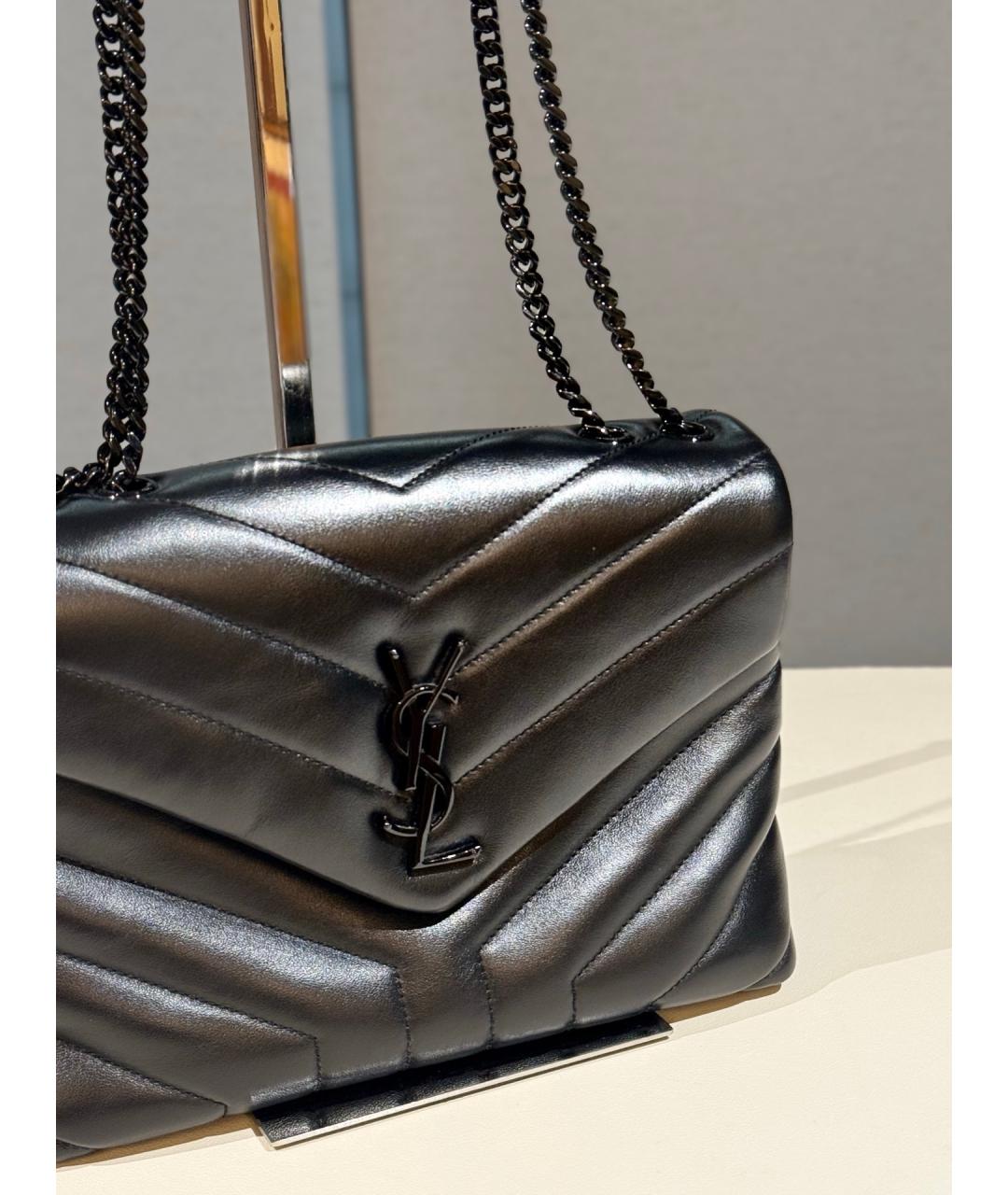 SAINT LAURENT Черная кожаная сумка через плечо, фото 3