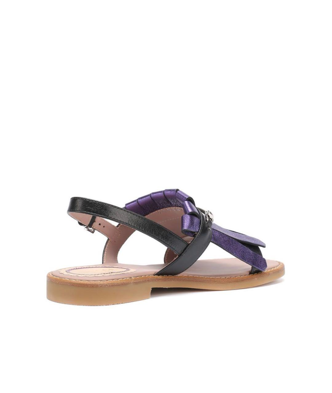 GUCCI Фиолетовые кожаные сандалии и шлепанцы, фото 7