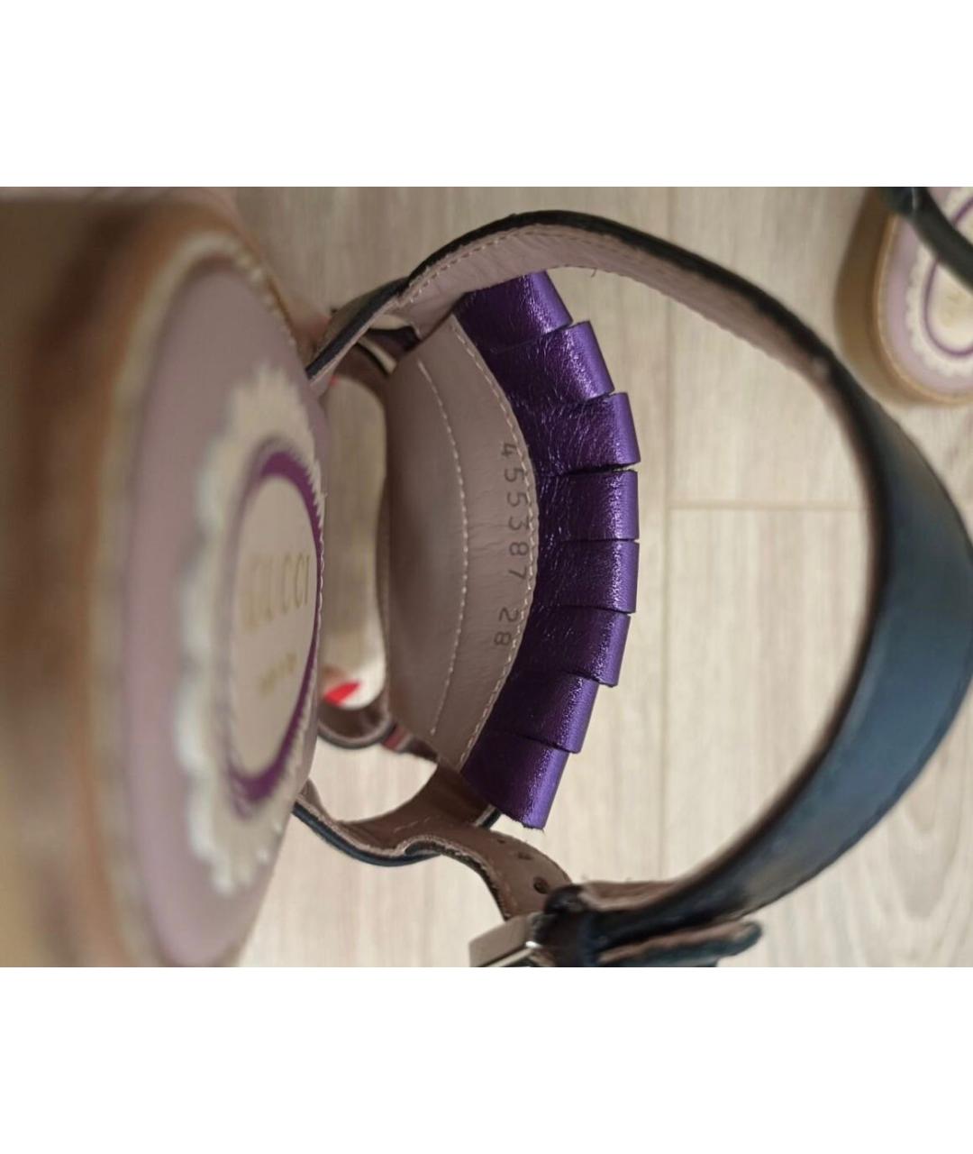 GUCCI Фиолетовые кожаные сандалии и шлепанцы, фото 5