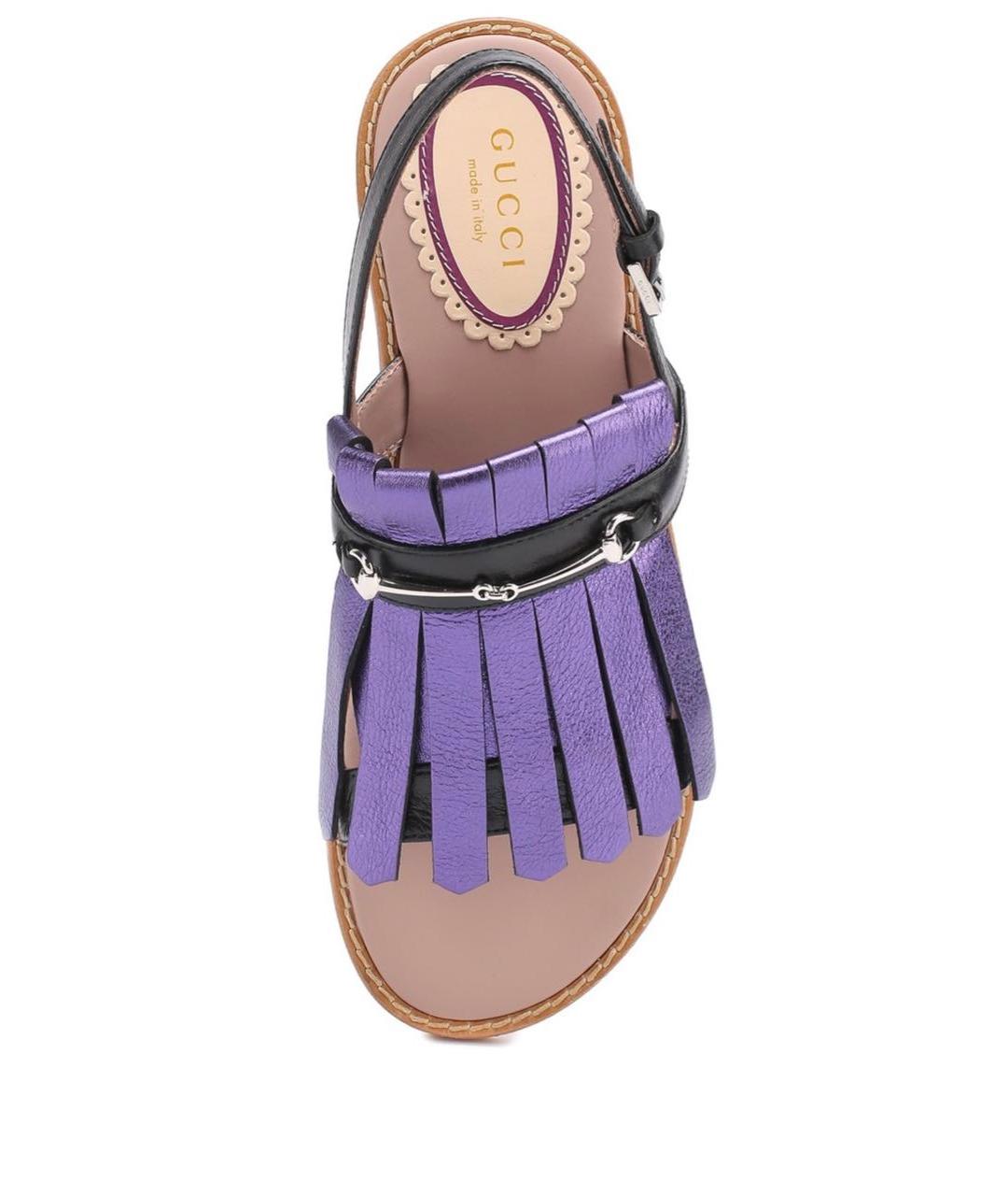 GUCCI Фиолетовые кожаные сандалии и шлепанцы, фото 3