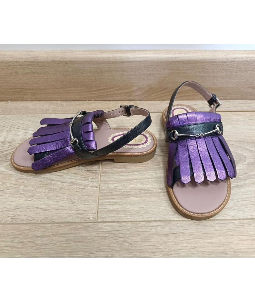 GUCCI Фиолетовые кожаные сандалии и шлепанцы, фото 2