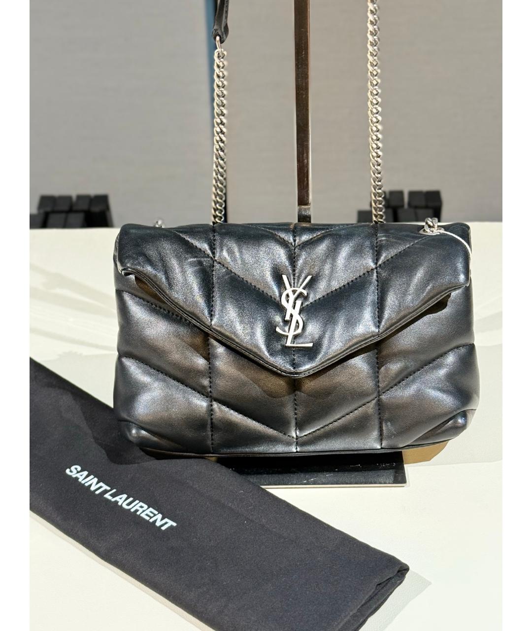 SAINT LAURENT Черная кожаная сумка через плечо, фото 9
