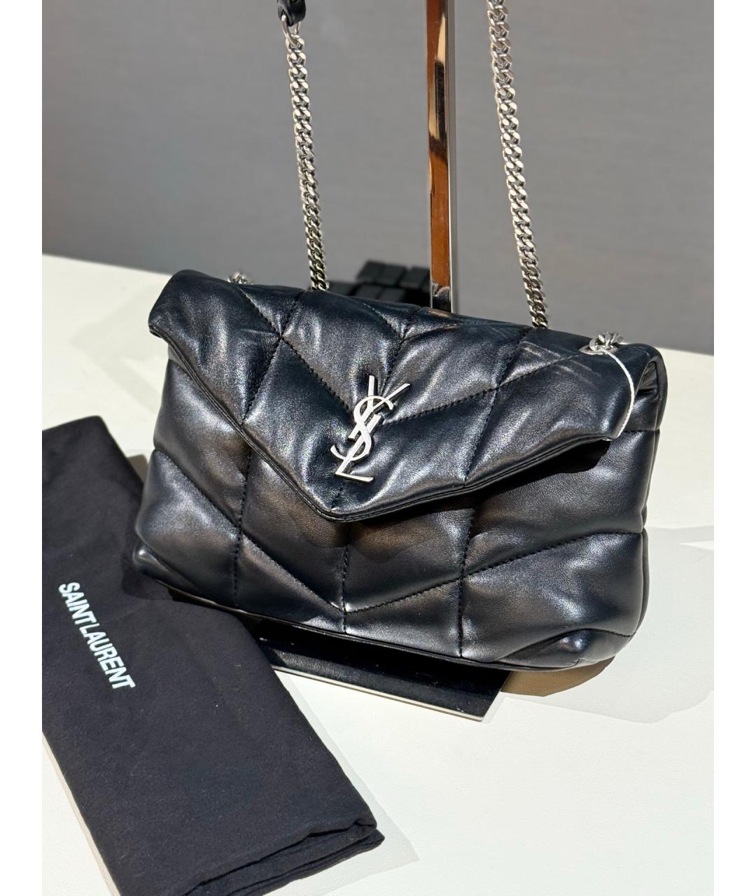 SAINT LAURENT Черная кожаная сумка через плечо, фото 2