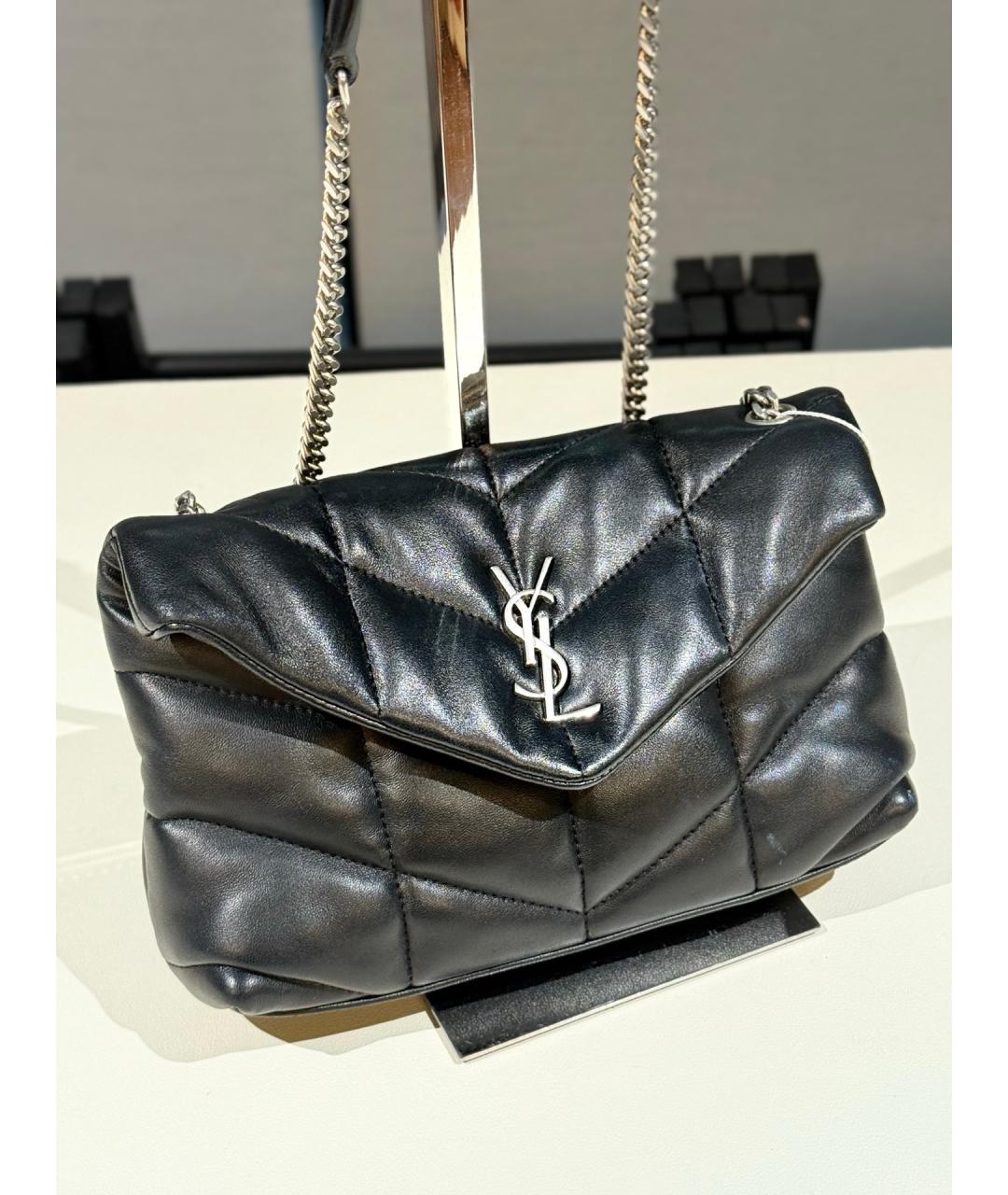 SAINT LAURENT Черная кожаная сумка через плечо, фото 3