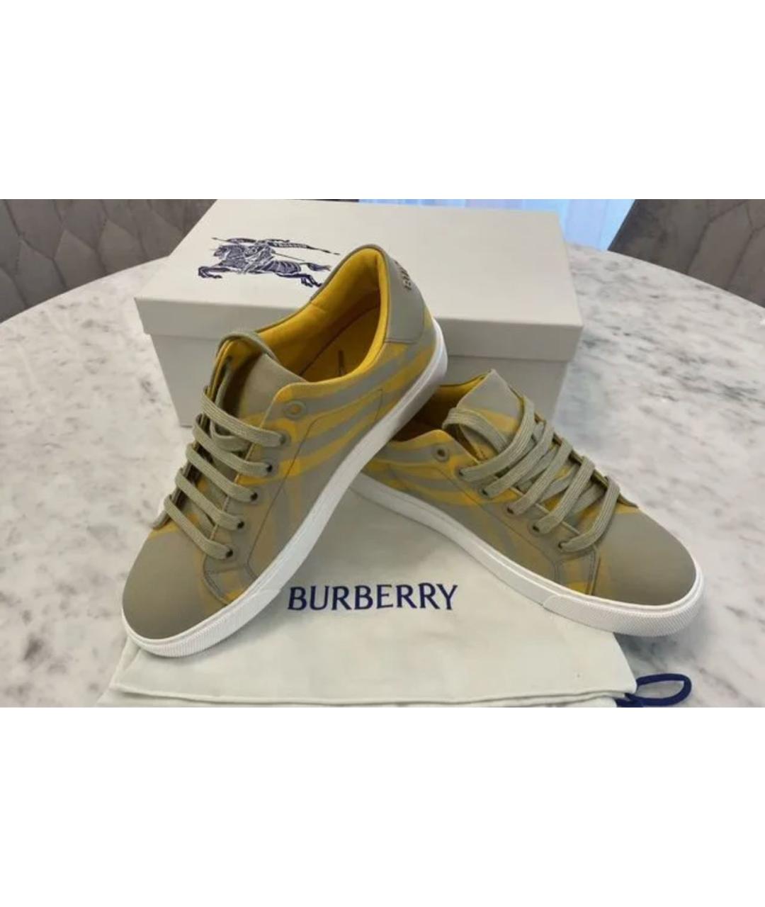 BURBERRY Бежевые текстильные кеды, фото 2