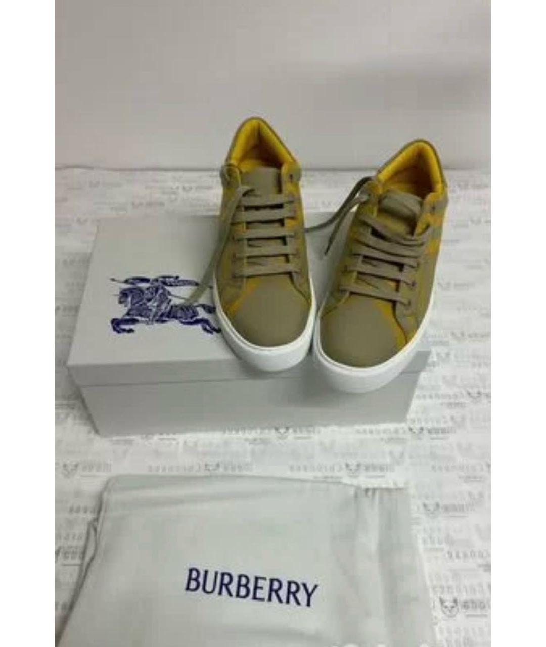 BURBERRY Бежевые текстильные кеды, фото 3