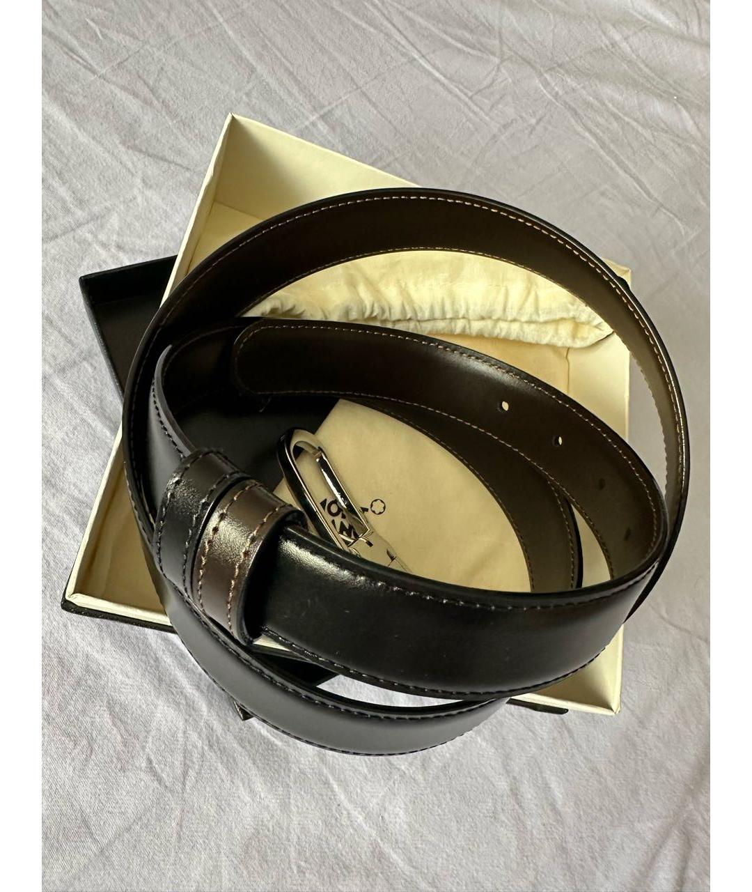 MONTBLANC Черный кожаный ремень, фото 4